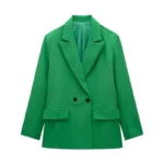 Willshela Women Fashion With Pockets Solid Double Breasted Blazer Vintage Long Sleeves - Image 6