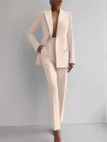 Spring Casual Long Sleeve Suit Set Autumn Elegant Office Lady Solid Slim Tops Two Piece Sets - Image 5
