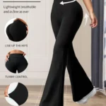 Women's spring and summer high waisted tight fitting flared pants, slim leg long black pants