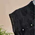 Retro Thin Shirt New Chinese Style Cheongsam Top Black Jacquard Short Sleeve T-shirt - Image 5
