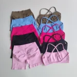 Sports Shorts Set 2 Pieces Seamless Yoga Set Women Workout Tracksuit