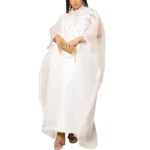 African Attire For Women White Abaya Embroidery Plus Size Elegant Party Church Dress - Image 2
