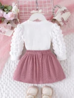 2PCS Winter New Style For 0-3 Year Old Girls, Comfortable Sweet And Cute Bubble Sleeves - Image 2