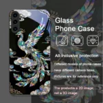 Stylish Tiger Dragon Marble Texture Printed Tempered Glass Phone Case - Image 5