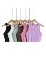 2023 Summer Fashion Women Sexy Slim Tops O-neck Sleeveless