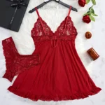 Summer Sexy Lingerie Dress Women Lace See Through Nightdress Sleepwear - Image 2