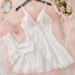 Summer Sexy Lingerie Dress Women Lace See Through Nightdress Sleepwear - Image 6