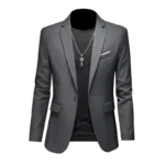 Boutique Fashion Solid Color High-end Brand Casual Business Men's Blazer Groom Wedding Gown - Image 6