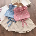 New Summer Baby Girls Clothes Children Sleeveless Vest Shorts 2Pcs/Sets - Image 2