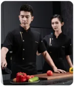 Summer Breathable Elastic Chef Jacket Short Sleeve Men Kitchen Work Uniform - Image 2