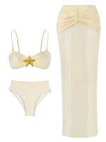 2026 Summer 3 Piece Bikini Sets Strapless Bikini Top With Half Long Skirt Cover ups Beach Wear - Image 5