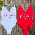 Sexy Padded One Piece Swimsuit Women Team Bride Swimwear - Image 4