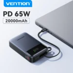 Vention 65W Power Bank 20000mAh Built-in USB-C Cable Portable Powerbank