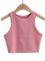 2023 Summer Fashion Women Sexy Slim Tops O-neck Sleeveless - Image 3