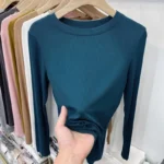 Office Lady Basic O-Neck Slim T-Shirt Women Solid Multi Color
