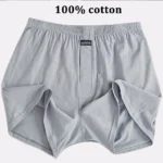 100% Cotton Men Pajama Shorts Summer Solid Elastic Waist Short Pants - Image 4