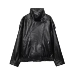 MUJER Black Faux Leather Jackets for Women Outerwears Office Women's Bomber Jacket - Image 3