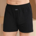 100% Cotton Men Pajama Shorts Summer Solid Elastic Waist Short Pants - Image 6