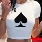 Women's Short-Sleeve Elastic Crew Neck T-Shirt Spring/Summer Casual Fashion