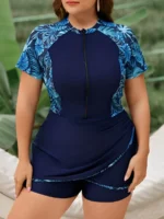 2026 Large Plus Size Swimsuit Women One Piece Printed Beach Dress Swimwear - Image 4