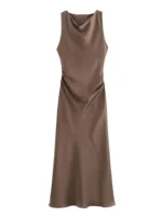 Slip Midi Dress Woman Sexy Evening Party Dress Sleeveless Female Elegant Dresses - Image 5