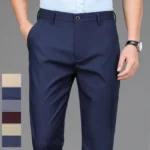 Male Pants Stretch Solid Black Smart Casual Men's Trousers Office Quick Dry Suit Pants - Image 5
