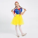Snow White Princess Dress Up Kids Girls Halloween Costume With Cape - Image 6