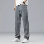 Summer Ultra-thin Lyocell Men's Jeans Drape Soft Fabric Loose Straight Casual Denim Pants - Image 3