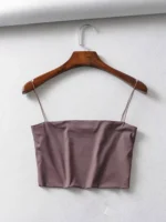 2022 Summer Women's Crop Top Sexy Elastic Cotton Camis sleeveless Short Tank Top Bar - Image 3