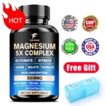 Magnesium Pills Supplement - 5 in 1 Complex, Glycinate, Citrate, Malate,Oxide - Stress, Muscle & Heart Support