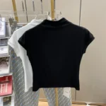 Woman Clothing Short Sleeve T-shirt Slim Fit Tops Female O-Neck Knitted - Image 5