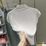 Woman Clothing Short Sleeve T-shirt Slim Fit Tops Female O-Neck Knitted - Image 2
