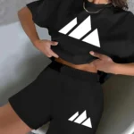 Summer popular fashion sporty casual printed round-neck short-sleeved
