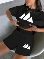Summer popular fashion sporty casual printed round-neck short-sleeved