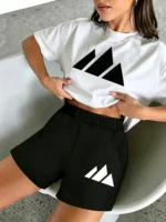 Summer popular fashion sporty casual printed round-neck short-sleeved - Image 2